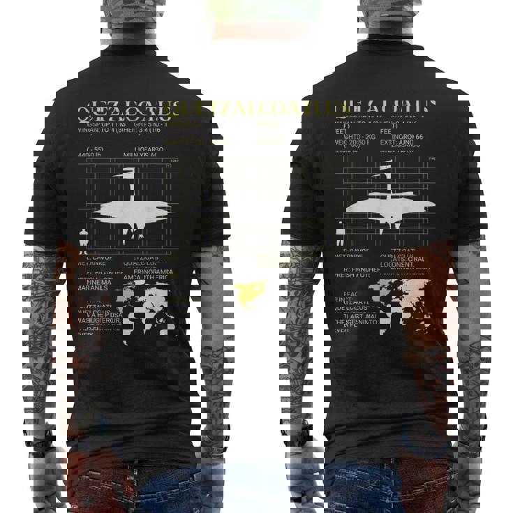 ケツァルコアトルス絶滅した巨大翼竜古生物学 メンズTシャツ バックプリント