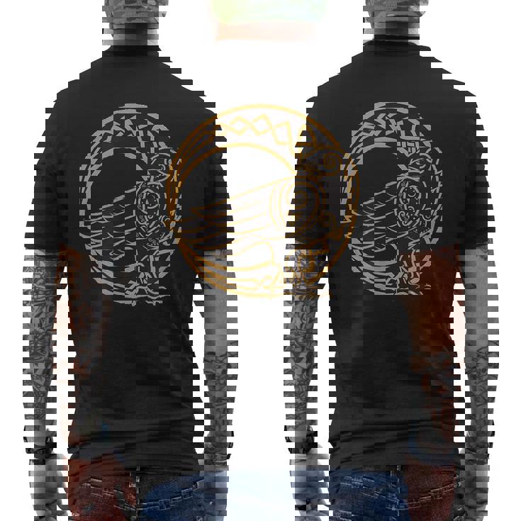 ケルトの月と部族のカラス ウィッカ オカルトシンボル メンズTシャツ バックプリント
