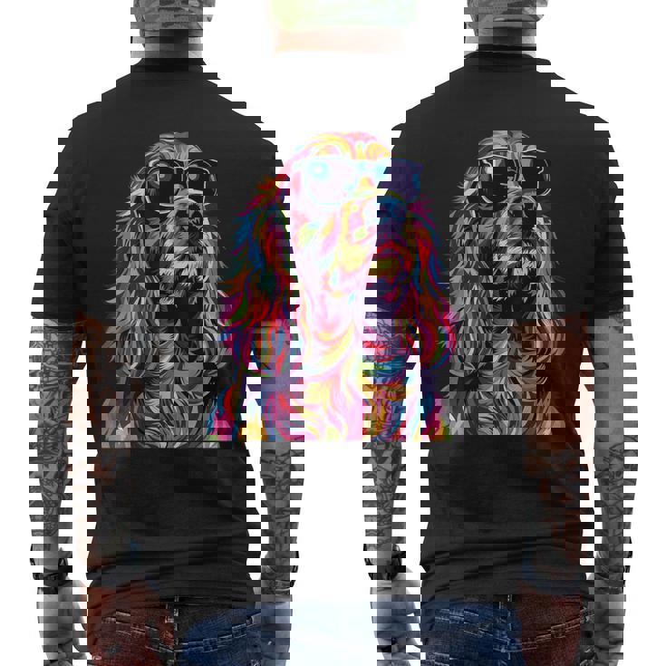 コッカースパニエルラバーズ ポップアート 面白い イングリッシュコッカースパニエル メンズTシャツ バックプリント