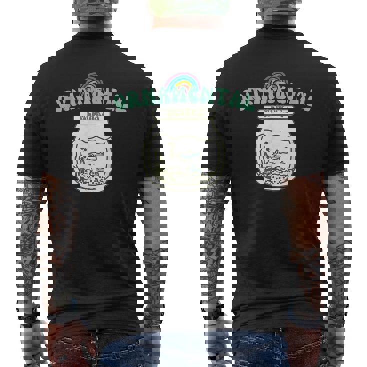 コットン オリジナル プリント ユーモア メダカ 鑑賞用 ロゴ メンズTシャツ バックプリント