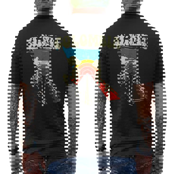 コロンビア ビンテージ コロンビアン カントリー レインボー レトロ 70年代地図 メンズTシャツ バックプリント