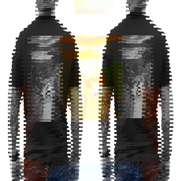 コーギー 面白いtシャツ 犬 ムンクの叫び かわいい メンズ 子供 おもしろ 服 グッズ ネタ わんこ メンズTシャツ バックプリント