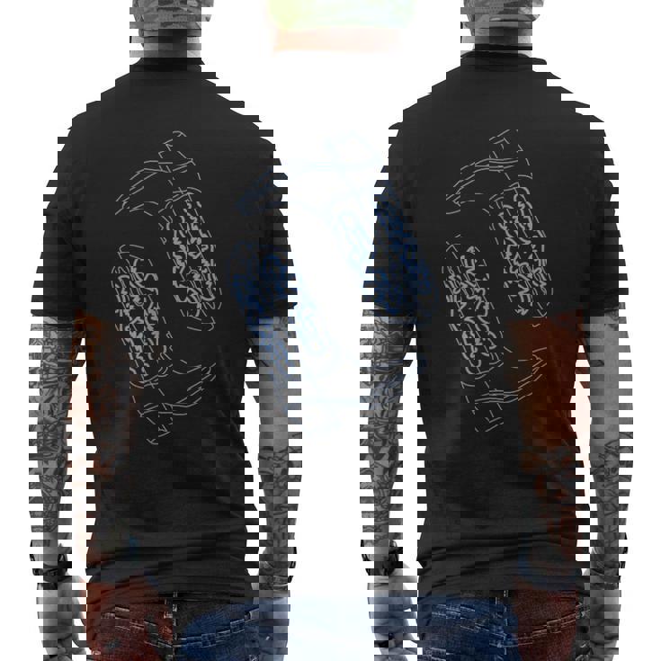 コースタル カウガール ブルー カウボーイブーツ コケット ウエスタン メンズTシャツ バックプリント