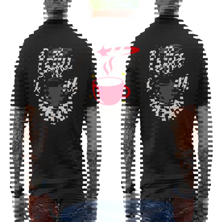 コーヒーは私のセラピー、面白いカフェイン愛好家 メンズTシャツ バックプリント