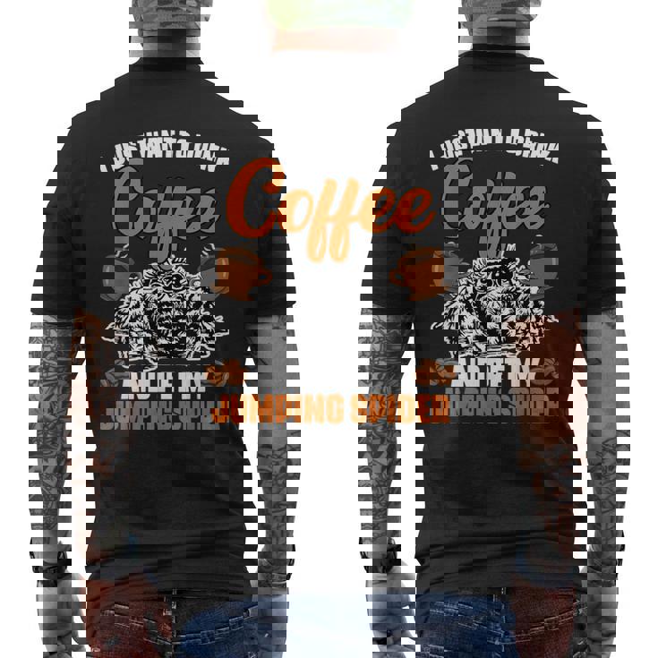 コーヒーを飲んで、面白いハエトリグモを撫でたいだけ メンズTシャツ バックプリント