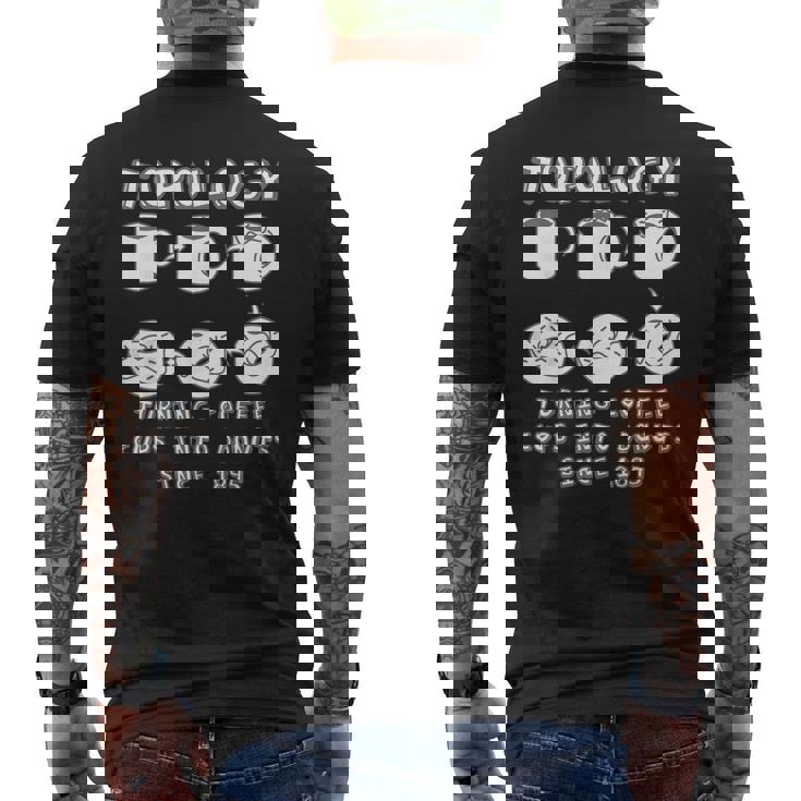 コーヒーカップをドーナツに変える面白いトポロジー 数学の先生 メンズTシャツ バックプリント