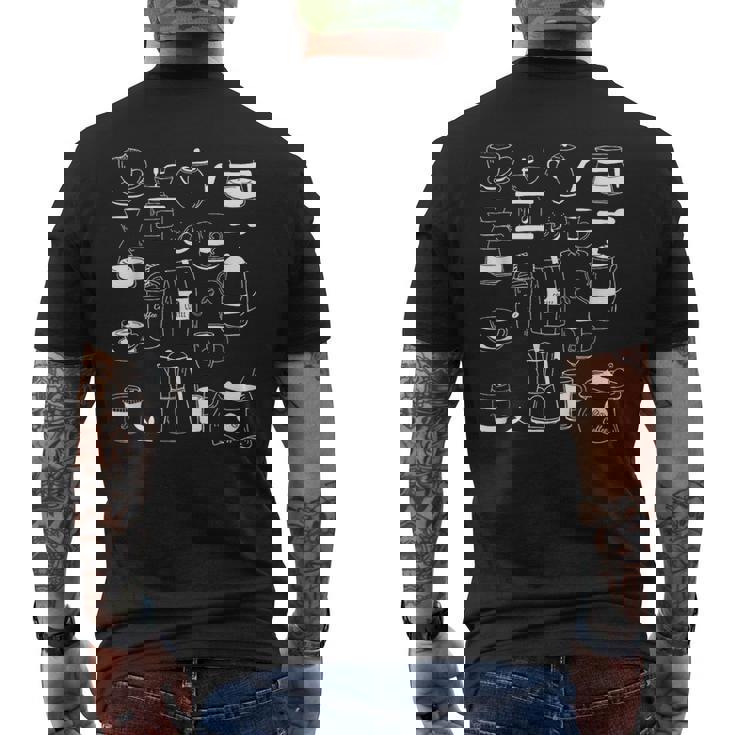 コーヒー柄 カフェイン エスプレッソ カプチーノ カフェインレス カフェ メンズTシャツ バックプリント