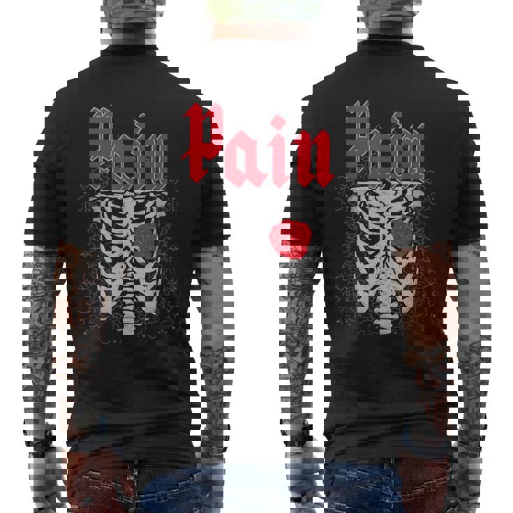 ゴシックスカルとバラ メンズTシャツ バックプリント