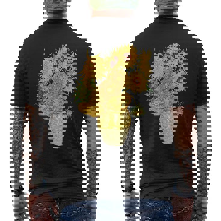 ゴッホ ひまわり 美的アート 鍬 絵画 グラフィック メンズTシャツ バックプリント