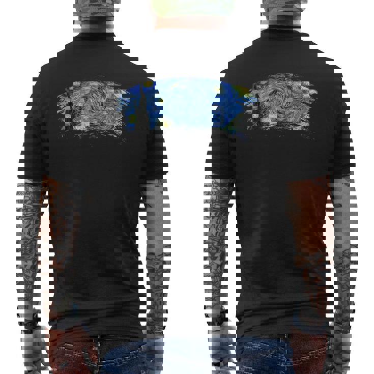 ゴッホ「星月夜」名画 メンズTシャツ バックプリント