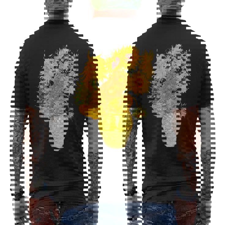 ゴッホのひまわりの現代美術の絵画 メンズTシャツ バックプリント