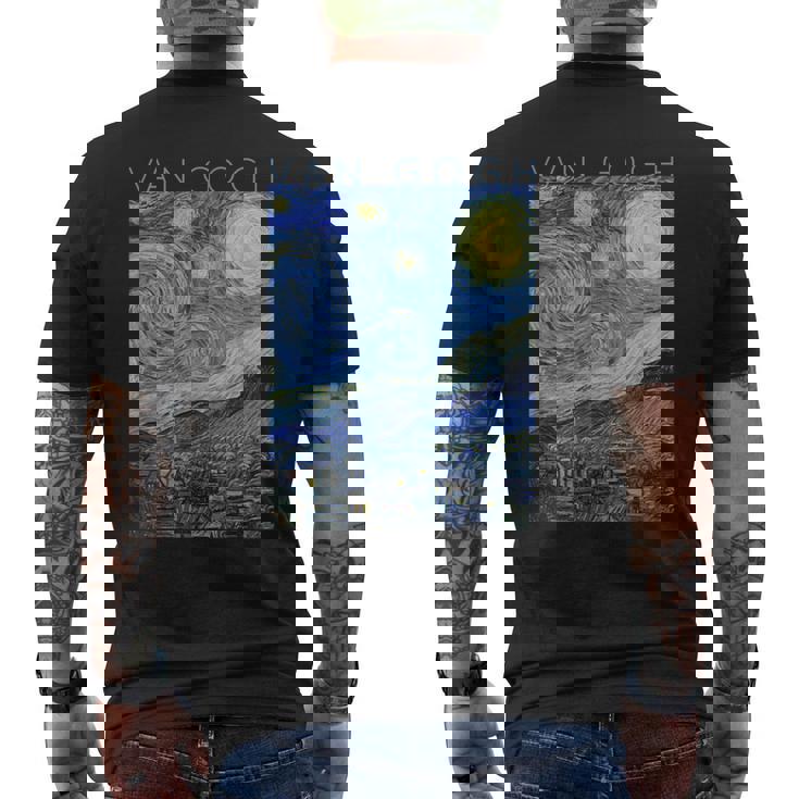 ゴッホ星月夜 メンズTシャツ バックプリント