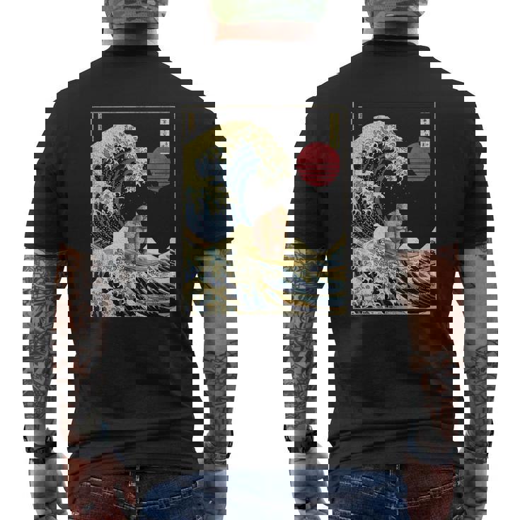 ゴリラ 神奈川波 おもしろサーフアニマル メンズTシャツ バックプリント