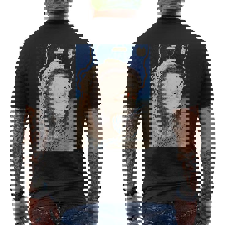 ゴースト 亡霊 霊魂 ファントム 葛飾北斎 日本美術 ハロウィン 妖怪 提灯お岩 百物語 お岩さん 百物語 メンズTシャツ バックプリント