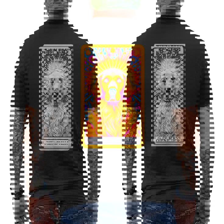 ゴールデンレトリバー 面白いtシャツ 犬 タロット カード メンズ 子供 おもしろ 服 グッズ ネタ わんこ メンズTシャツ バックプリント