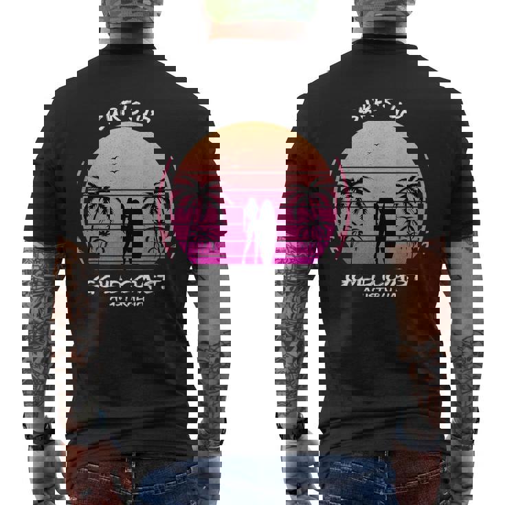 ゴールドコースト クイーンズランド州 オーストラリア サーフィン ギフト ヤシの木 スポーツ お土産 メンズTシャツ バックプリント