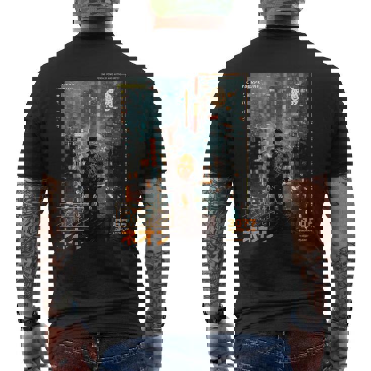 サイバーパンク の 都会 の 日本の ヴェイパーウェーブ の レトロ フューチャー メンズTシャツ バックプリント