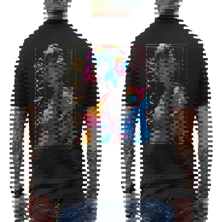 サイバーパンク・アニメ・ガール メンズTシャツ バックプリント