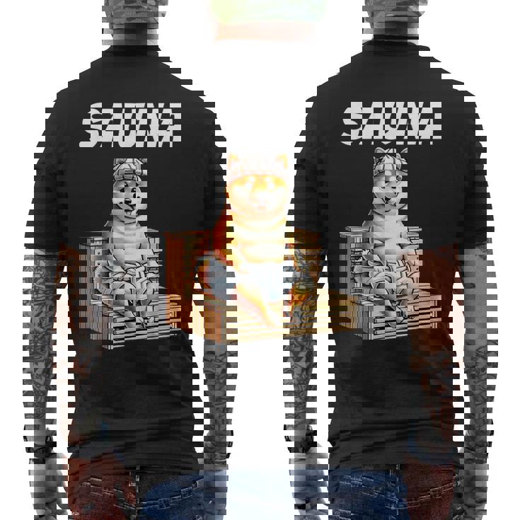 サウナauna さうな 整う アウトドア 焚火 おもしろ 犬 柴犬好き 柴犬 名言 文字 面白い ふざけた ネタ メンズTシャツ バックプリント