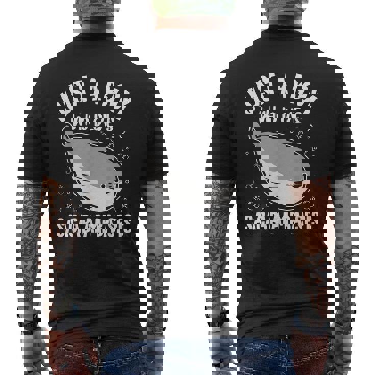 サカバンバスピスの面白い魚ミームが大好きなジャスト・ア・ボーイ メンズTシャツ バックプリント