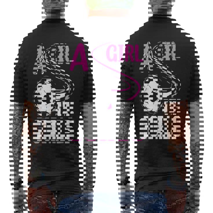 サッカーでゴールを決めた少女 メンズTシャツ バックプリント