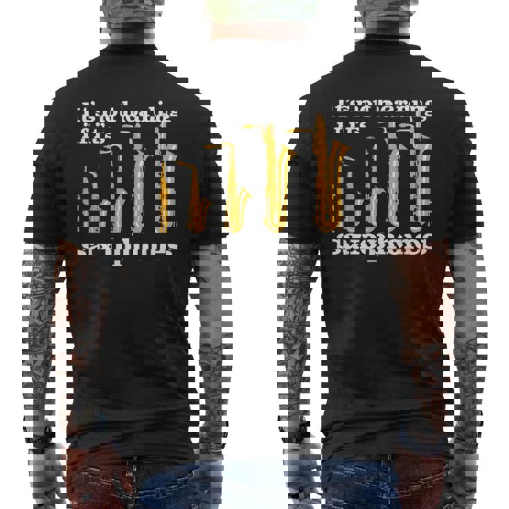 サックス奏者のための面白いサックスミームまたはサックスジョーク 「Axophone Joke 」 メンズTシャツ バックプリント