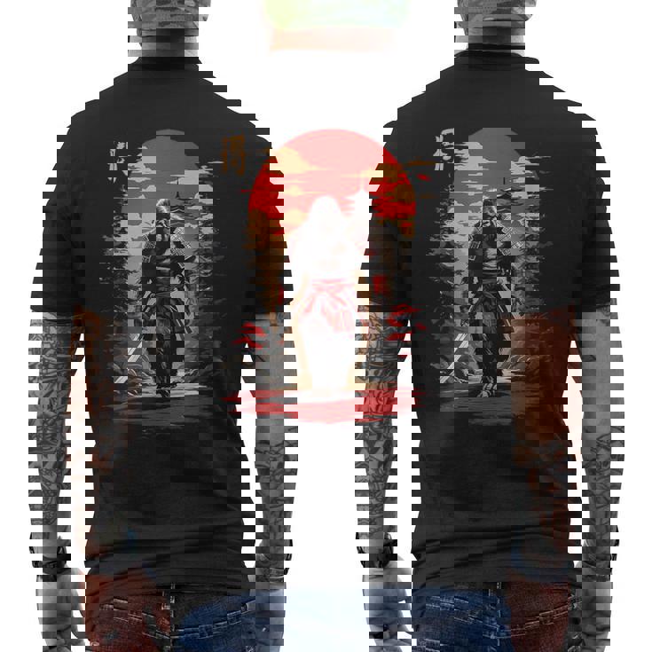 サムライビッグフット 日本のヴィンテージデザイン 面白い浮世絵アート メンズTシャツ バックプリント