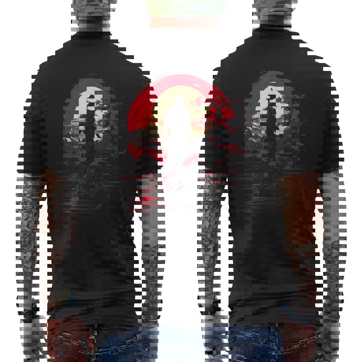 サムライ・カタナ 名誉 武道 日本語 メンズTシャツ バックプリント