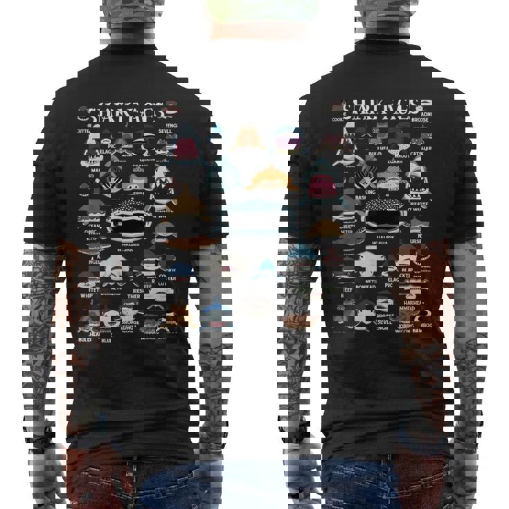 サメの種類 面白いサメの顔 サメの恋人 キッズ 先生 メンズTシャツ バックプリント