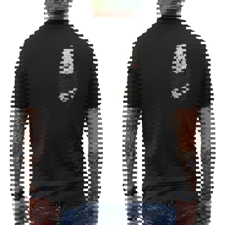 サモエド愛好家のための面白いサモエドをポケットに入れました メンズTシャツ バックプリント