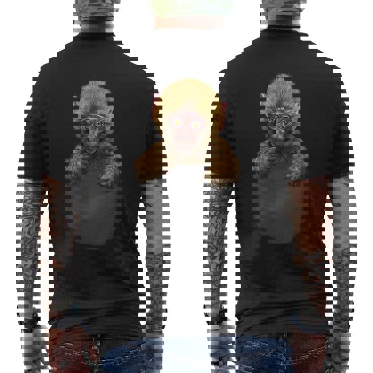 サル 猿 ニホンザル ポケット メンズTシャツ バックプリント