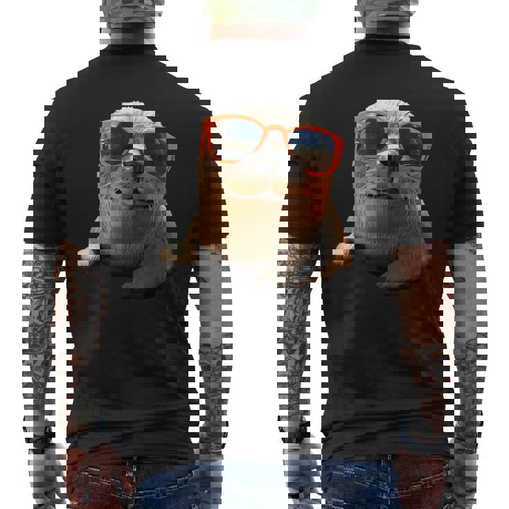 サングラスをかけたアザラシ かわいいアザラシ メンズTシャツ バックプリント