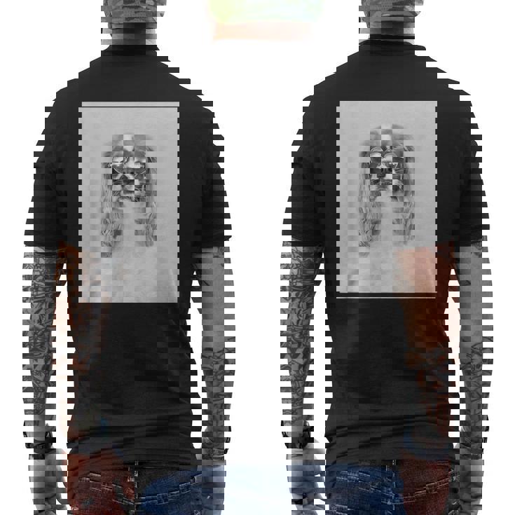 サングラスをかけたキャバリア メンズTシャツ バックプリント