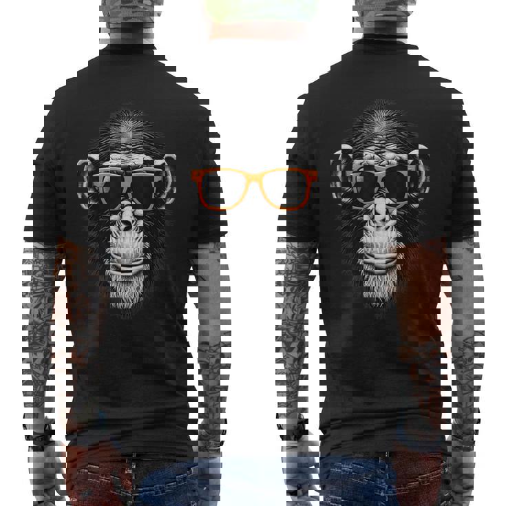 サングラスをかけたクールなチンパンジー猿グラフィックアート メンズTシャツ バックプリント