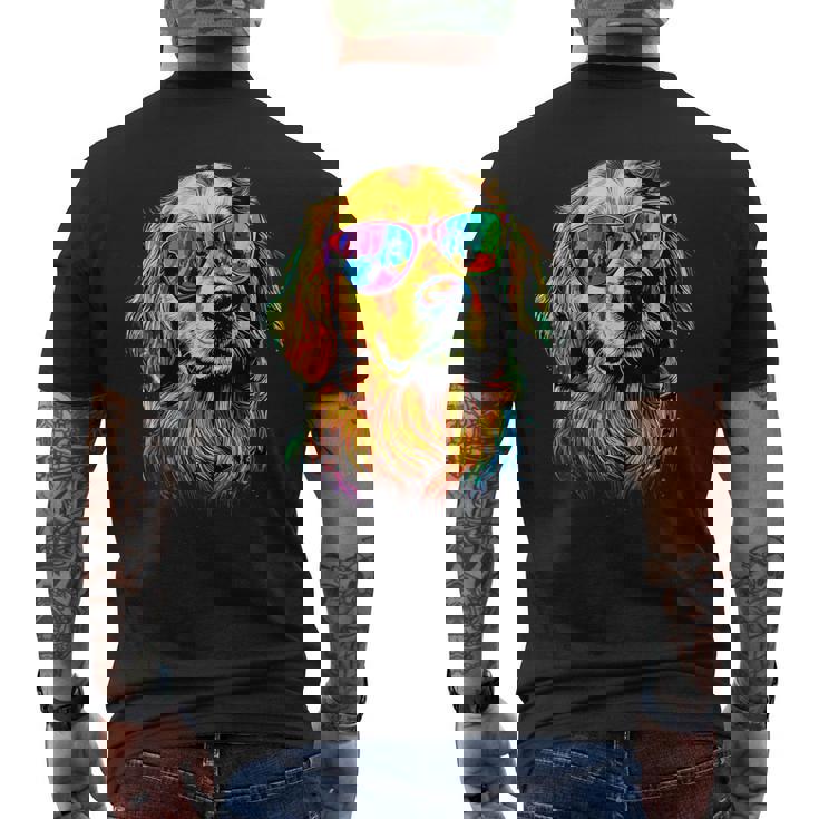 サングラスをかけたゴールデン・レトリーバー 犬が大好き メンズTシャツ バックプリント