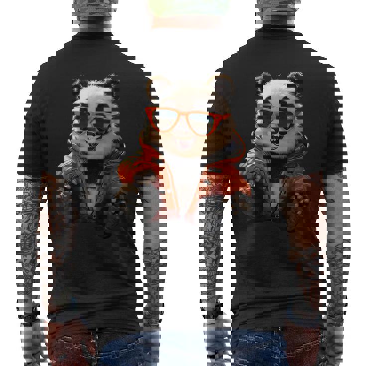 サングラスをかけたパンダベア動物の友人愛かわいいパンダベア メンズTシャツ バックプリント