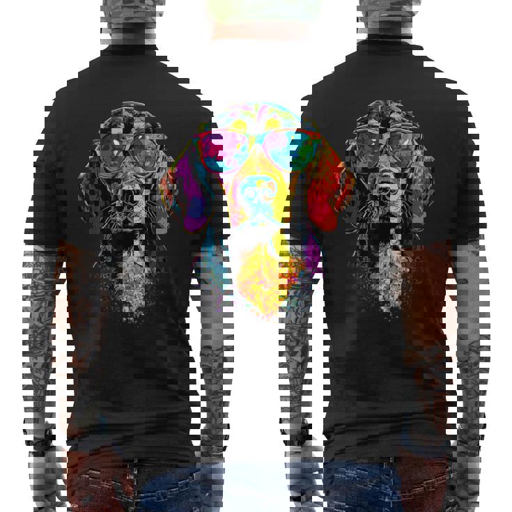 サングラスをかけたビーグル ビーグル子犬 かわいい イングリッシュビーグル メンズTシャツ バックプリント