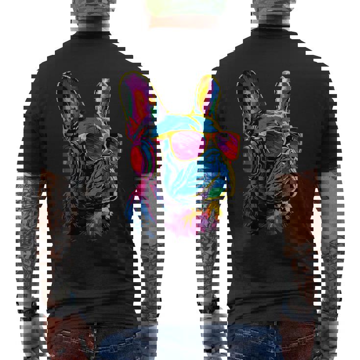 サングラスをかけたフレンチ・ブルドッグ ブルドッグ・マスティフ メンズTシャツ バックプリント