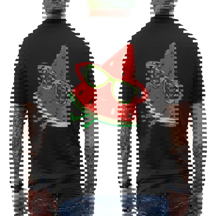 サングラス面白いスイカとスイカの夏のメロン メンズTシャツ バックプリント