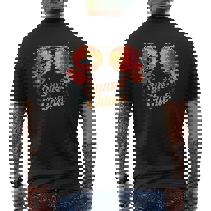 サンセット チェイサー サーフィン トロピカル バイブ メンズTシャツ バックプリント