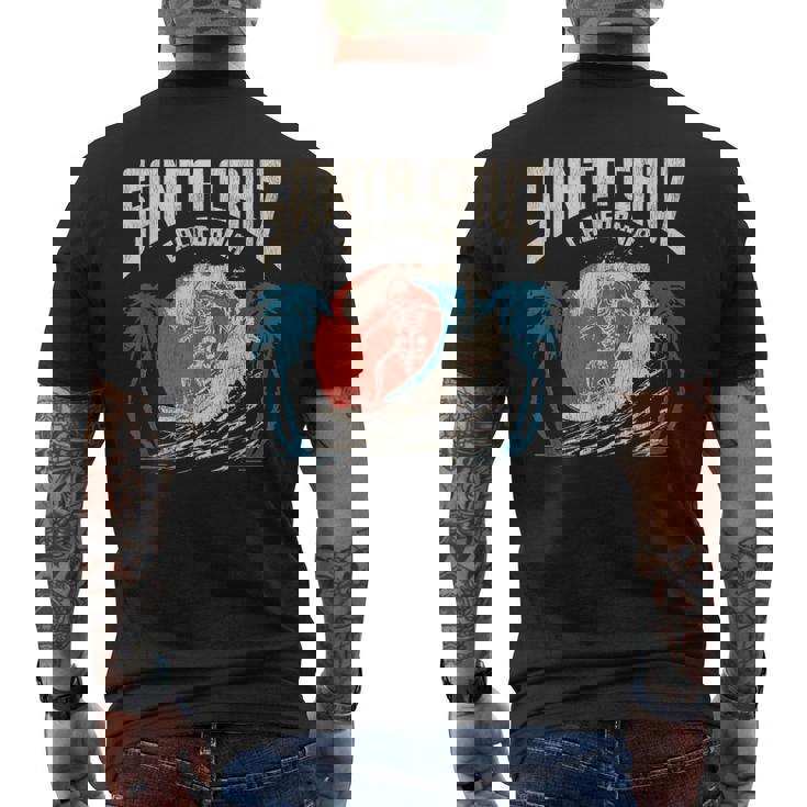 サンタクルーズ カリフォルニア サーフィン スケルトンデザイン サーファー向け メンズTシャツ バックプリント