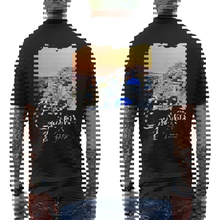 サントリーニ ギリシャ絵画 サントリーニ メンズTシャツ バックプリント