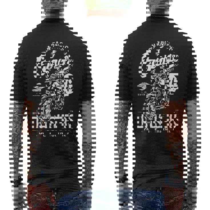 サンフランシスコ カフェ レーサー ドラッグスター レトロ バイク バイカー メンズTシャツ バックプリント