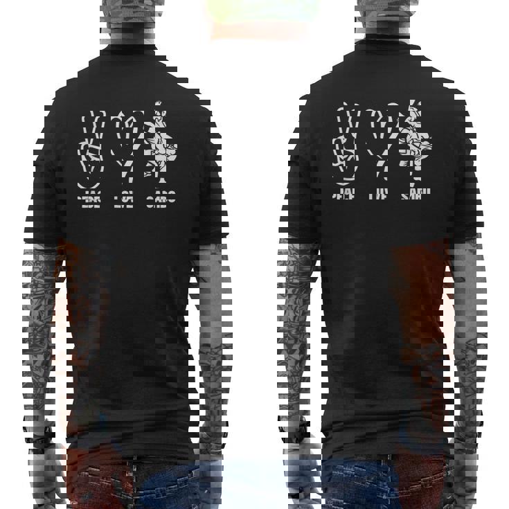 サンボ コーチ ピース ラブ サンボ メンズTシャツ バックプリント