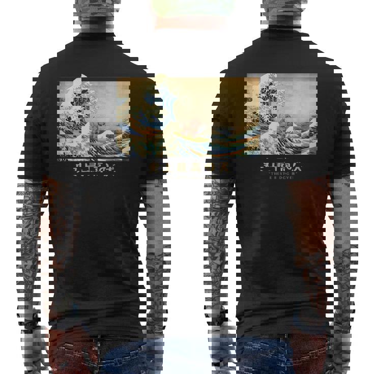 サーフィン ダックスフンド 神奈川波 和 犬 面白い メンズTシャツ バックプリント