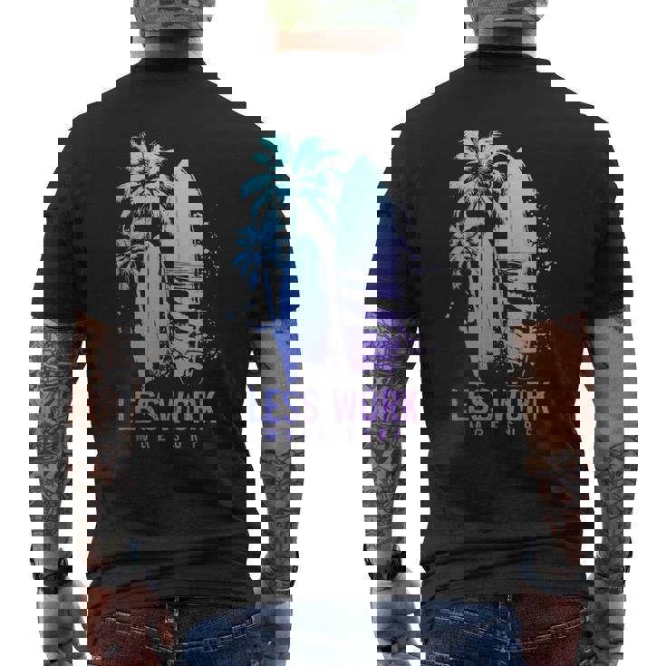 サーフィン ヴィンテージ サーフボード ヤシの木 ビーチ 面白い サーファー メンズTシャツ バックプリント