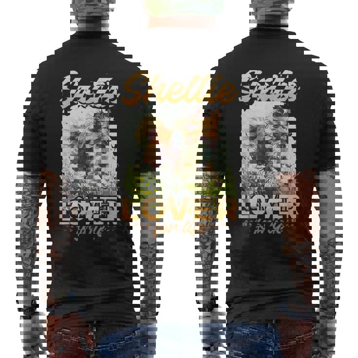 シェットランド・シープドッグ・ドッグ・シェルティー-シェルティ・ラヴァー・フォー・ライフ メンズTシャツ バックプリント