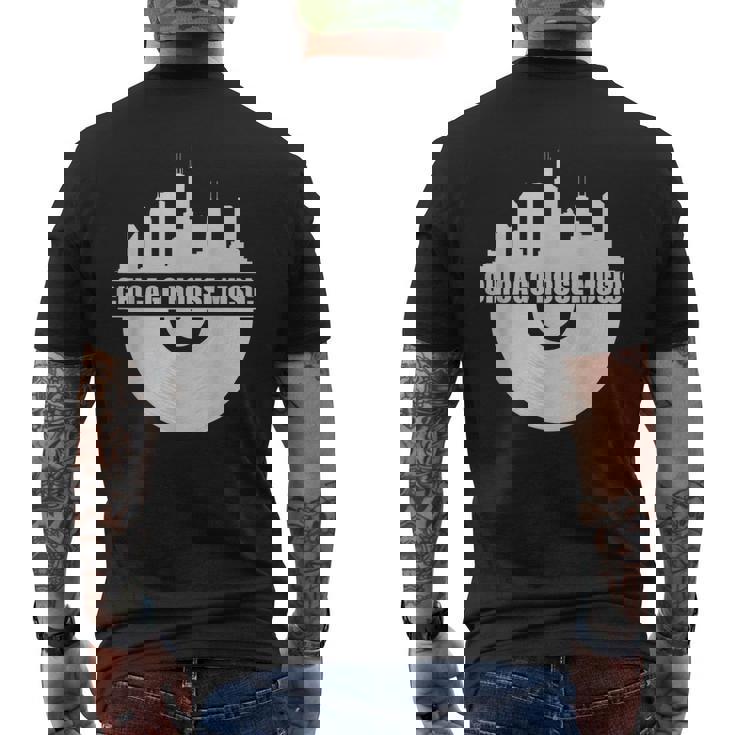 シカゴハウスミュージックシカゴスカイライン Edm Dj シカゴハウス メンズTシャツ バックプリント