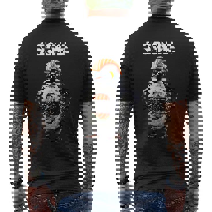 シグマ イタリアン ブレイン ミーム ペンギン 寿司 サーモン ユース キッズ メンズTシャツ バックプリント