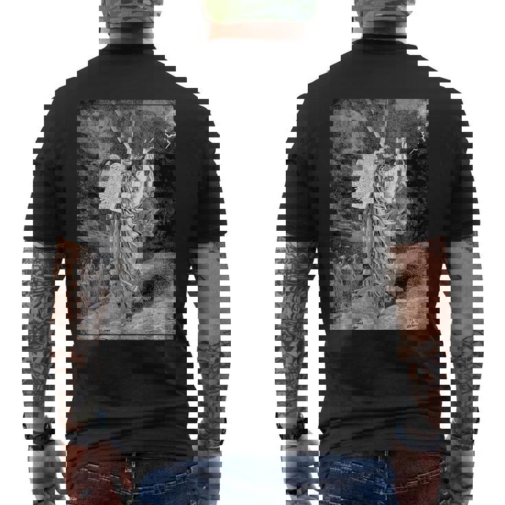 シナイ山から降りてくるモーゼ ギュスターヴ・ドーレ 聖書芸術 メンズTシャツ バックプリント